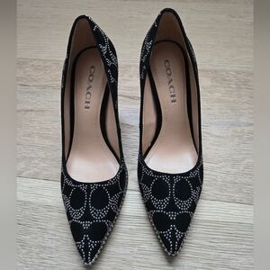 Coach Black and Silver Embellished Heels